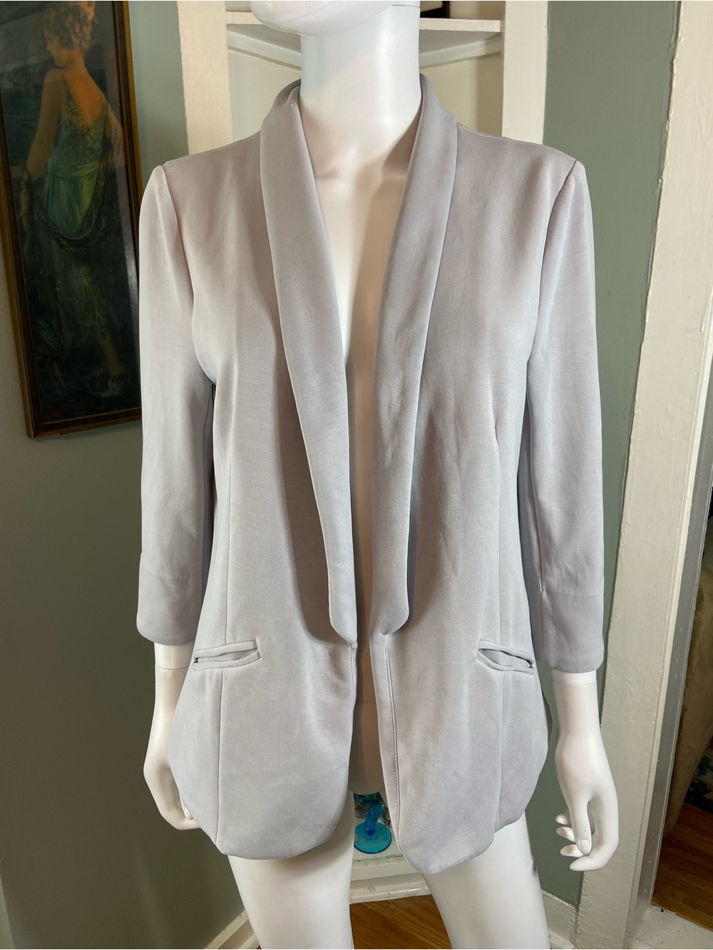 Skies Are Blue Hannah Modal Scuba Soft Open Front Blazer Shawl Collar Large L